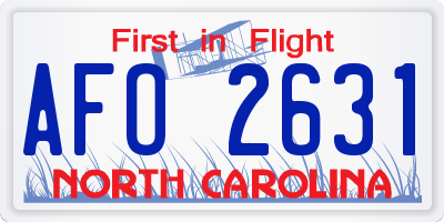 NC license plate AFO2631