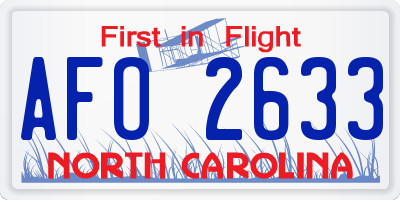 NC license plate AFO2633