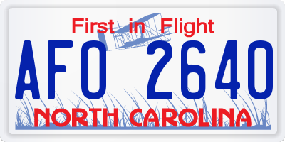 NC license plate AFO2640