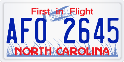 NC license plate AFO2645