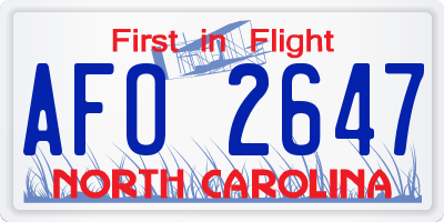 NC license plate AFO2647
