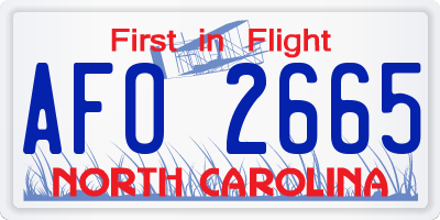 NC license plate AFO2665