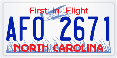 NC license plate AFO2671