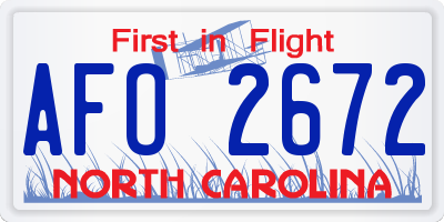 NC license plate AFO2672