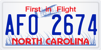 NC license plate AFO2674