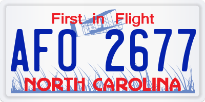 NC license plate AFO2677