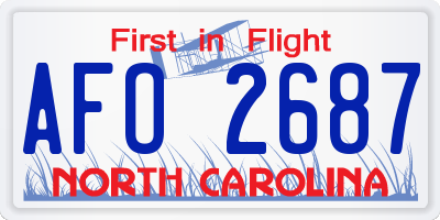 NC license plate AFO2687