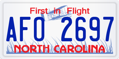NC license plate AFO2697