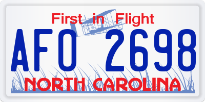 NC license plate AFO2698