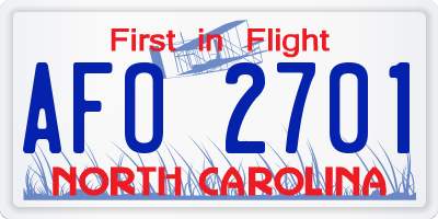 NC license plate AFO2701