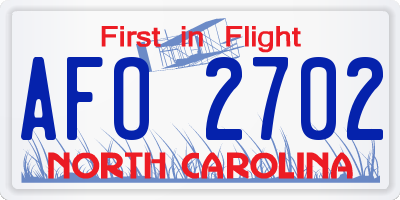NC license plate AFO2702