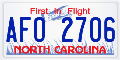NC license plate AFO2706