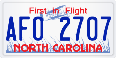 NC license plate AFO2707