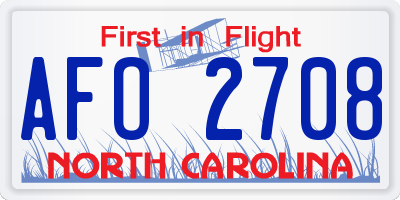 NC license plate AFO2708
