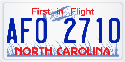 NC license plate AFO2710