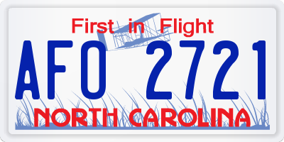 NC license plate AFO2721