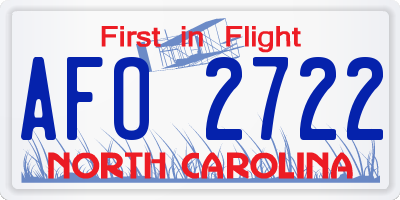 NC license plate AFO2722