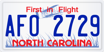 NC license plate AFO2729