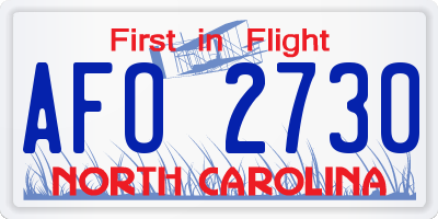 NC license plate AFO2730