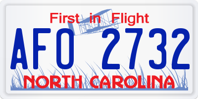 NC license plate AFO2732