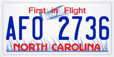 NC license plate AFO2736