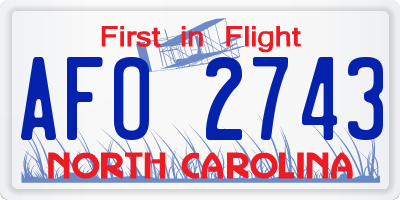 NC license plate AFO2743