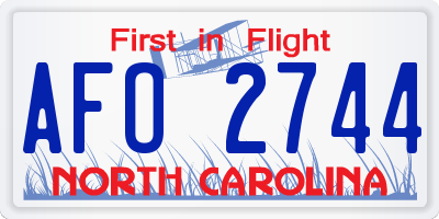 NC license plate AFO2744