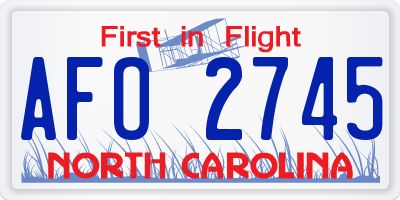 NC license plate AFO2745