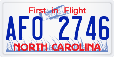 NC license plate AFO2746