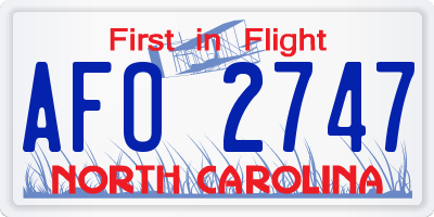 NC license plate AFO2747