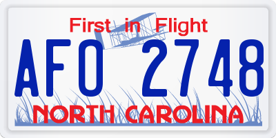 NC license plate AFO2748