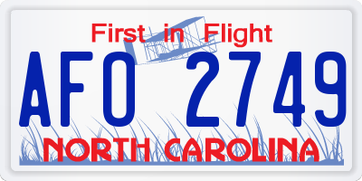 NC license plate AFO2749