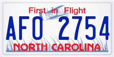 NC license plate AFO2754