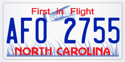 NC license plate AFO2755