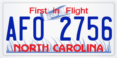 NC license plate AFO2756