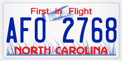 NC license plate AFO2768
