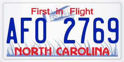 NC license plate AFO2769