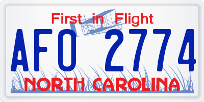 NC license plate AFO2774