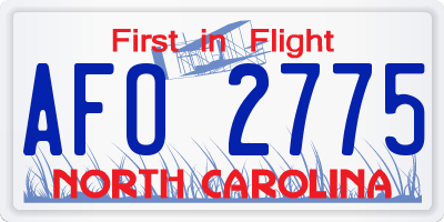 NC license plate AFO2775
