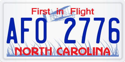 NC license plate AFO2776