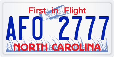 NC license plate AFO2777