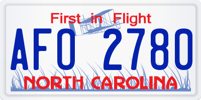 NC license plate AFO2780
