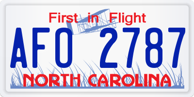 NC license plate AFO2787