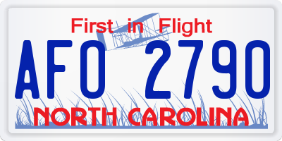 NC license plate AFO2790