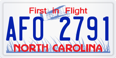 NC license plate AFO2791