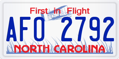 NC license plate AFO2792