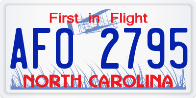 NC license plate AFO2795