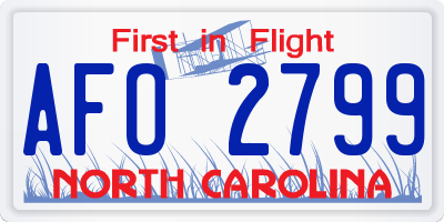 NC license plate AFO2799