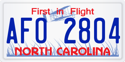 NC license plate AFO2804