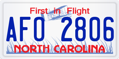 NC license plate AFO2806